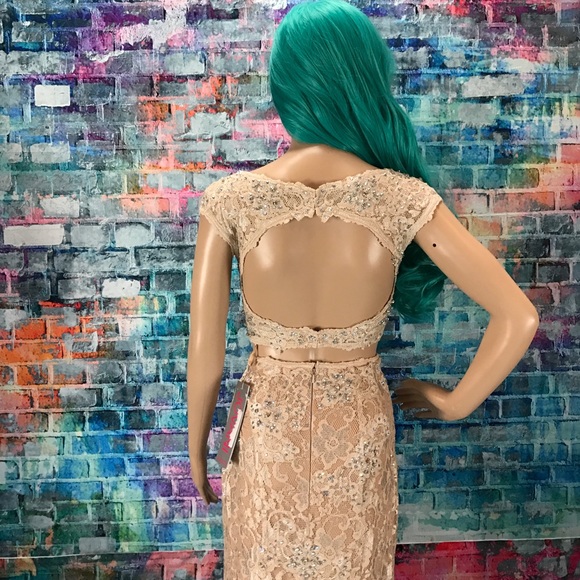 JOVANI Champagne 2pc Lace Gown! #24241 - Picture 7 of 7